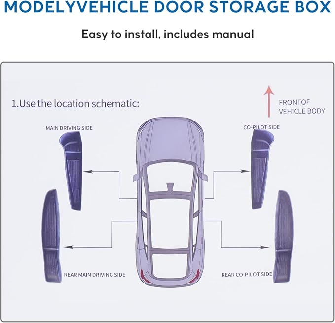 Car Door Side Storage Box for Tesla Model Y Juniper 2026 2025, Car Accessories for Women Men, TPE Front Rear Door Insert Tray Side Organizer Protector Liner for New Model Y Juniper Accessories 4PCS