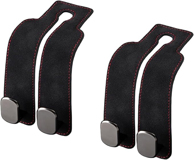 GoldenLife Headrest Hooks for Car, 2 Pack Premium Car Bag Hooks | Secure Heavy-Duty, Elegant & Universal Fit Car Hooks for Purses Handbags Grocery & Backpacks (Black)