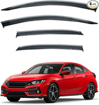 4pcs JDM Vent Window Visors Compatible with Civic Hatchback 2017-2021 Only,Outside Mount Style Sun Rain Guard,Smoke Tint with Chrome Trim