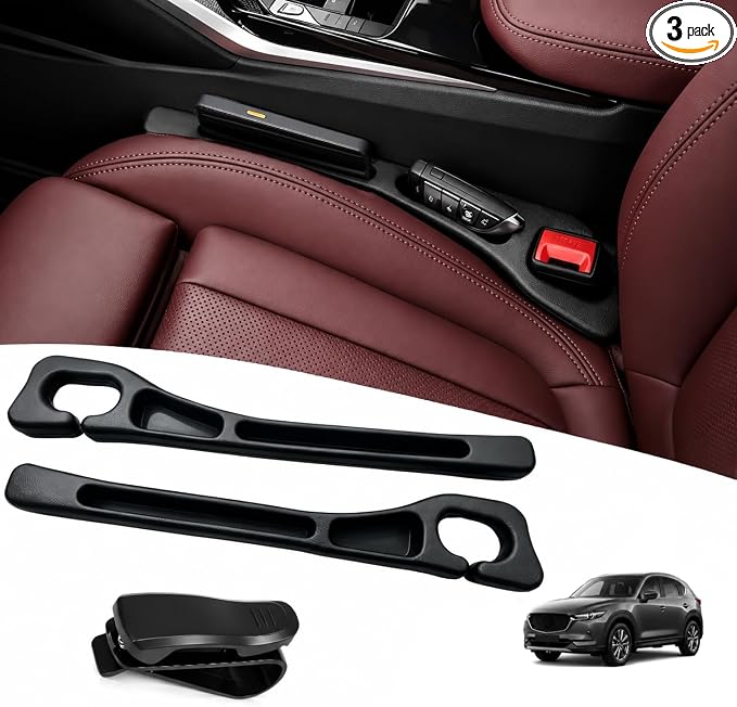 【Compatible with mazda】 Car Seat Gap Filler Organizer Compatible with mazda cx5 2013-2025, Car Organizer Front Seat 2-in-1 Storage No-Drop Storage(2 Pack, Black)