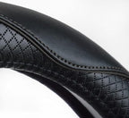 Microfiber Leather Steering Wheel Cover Anti-Slip Matte Finish Auto Car Wheel Cover Universal 15 Inch Wheel Cover for Car Embossing Pattern Black Line