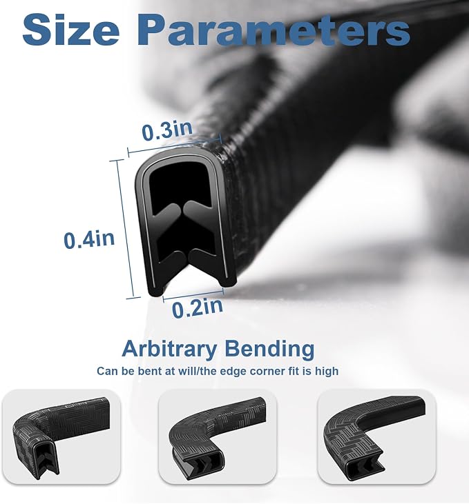 16.4 Ft Car Door Edge Guards, Rubber Edge Trim, Cars Door Edge Guard Protector Easy to Cut, Universal Fit for Most Vehicles, Paint Protection for Trucks, SUVs, and Sedans, No Glue Required