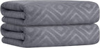 Large Microfiber Bath Towels Set of 2, 30" x 60", Oversized, Soft, Super Absorbent,Fast Drying, Perfect for Shower, Sauna,Gym, Sports,Travel, Fitness, Yoga - Grey Diamond Pattern