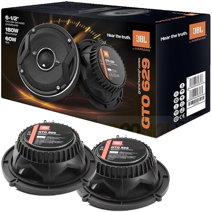 GTO629 6.5" Grand Touring Series Car Audio Speakers - 2-Way, 360 Watts MAX Power, Factory-Sized Replacement Includes Iron Crush Cleaning Cloth.