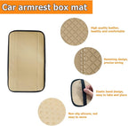 Car Armrest Storage Box Mat, Fiber Leather Car Center Console Cover, Car Armrest Seat Box Cover Accessories Interior Protection for Most Vehicle, SUV, Truck, Car (Beige)