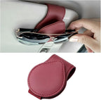 Car Visor Sunglasses Holder, Magnetic Vehicle Sun Visor Eyeglasses Hanger Ticket Card Holder Clip, Auto Interior Sunvisor Glasses Mounter Organizer, Universal for Vehicles (Wine Red)