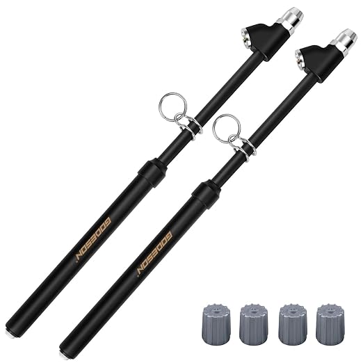 Heavy Duty Tire Pressure Gauge, Straight-On Dual Head Tire Air Gauge Range 10-150PSI, Extended Tube Tire Gauge Suitable for Semi Truck, RV,and Bus(Pack of 2)