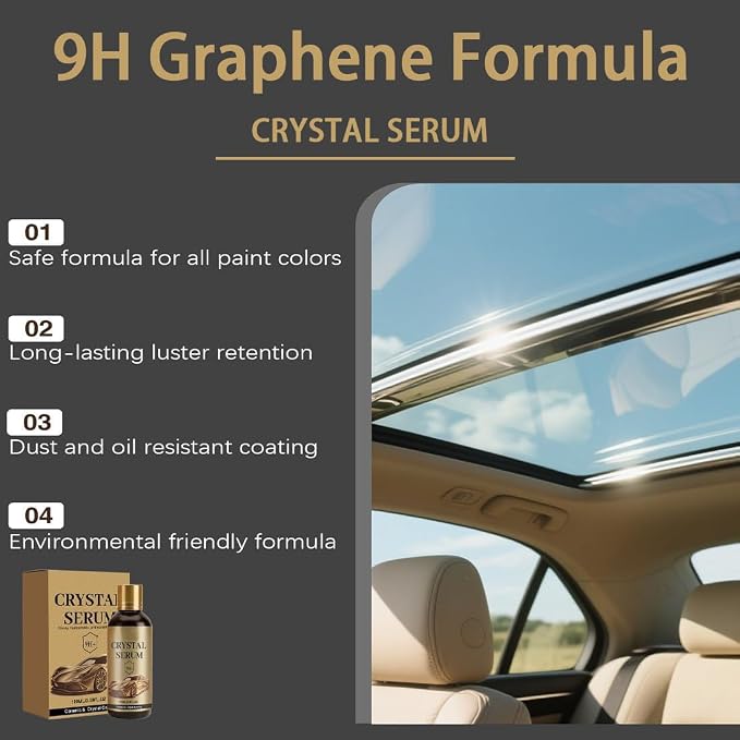 Graphene Ceramic Coating for PTZ Crystal Serum Cars, 9H Graphene Coating for Auto Car Detailing, Coat Restore for Paint, Glass & Wheel 1pcs
