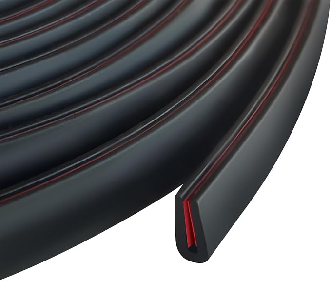 Rubber Edge Trim, Self Adhesive 1/16" U Channel Edge Trim, Fit from 0 to 5/64", Sharp Edge Protector for Sheet Metal Parts, Car Doors, Length 100Ft, Black Color