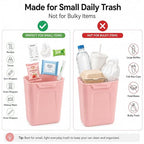 Pink Car Door Trash Can 2 Pack, Mini Silicone Auto Garbage Bin for Front Door Pockets, Waterproof Small Car Trash Holder with Reinforced Stay-Open Rim, Cute Car Accessories for Women
