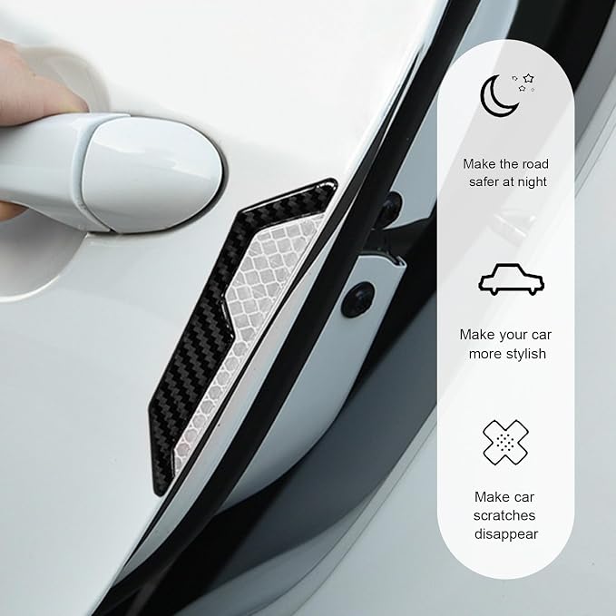 4 PCS Car Door Edge Guard Stickers, Reflective Car Door Edge Protector, Anti-Scratch & Anti-Collision Side Doors Warning Guard Strips, Auto Body Self Adhesive Strips for SUV Truck (White)