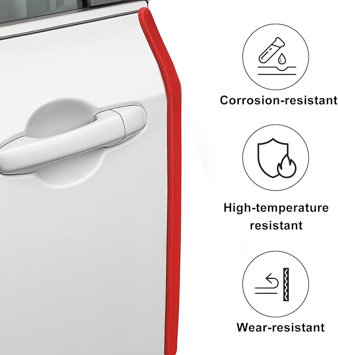 16.5 Ft Car Door Edge Guards, Red Rubber | Universal, Rubber U-Shaped Trim Protector, No Glue Required