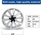 New 19x8.5" 19 Inch Premium Aluminum Alloy Wheel Rim Compatible with Model 3 2017-2023 | OEM Design, Alloy Replacement Wheel, Super Duty Car Rims Replacement - OE Stock Specs, Shiny Silver