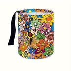 Portable Reusable Waterproof Car Trash Bin, Multipurpose Vehicle Organizer, Road Trip Essentials (Flower Bush)