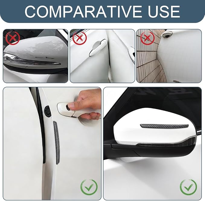 4 PCS Car Door Anti-Collision Strip, Door Protector Edge Guards, Carbon Fiber Texture Car Door Corner Bumper Protector, Anti-Scratch Car Bumper Protector for Front and Rear Bumper Protection