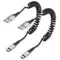 Coiled USB C Cable, 2 Pack USB Type C Coiled Cable for Car Short USB C Retractable Cable for iPhone 15 Pro Max, Samsung Galaxy S23 S22, Moto G8, Google Pixel, USB C Carplay Cord for Android Auto