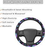Halloween Steering Wheel Cover for Cars Universal Fit 14 to 15 inch | Bat Flower Print, Universal Stretch-on Fabric, Keep Warm Steering Wheel Protector for Women