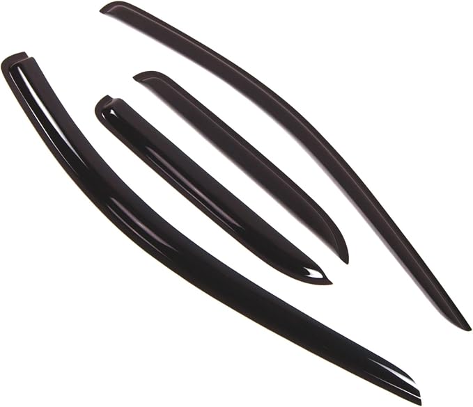 WD2-132 Dark Smoke 4 Pcs Set Window Visor (Outside Mount) Deflector Rain Guard Compatible with 2002-2008 Dodge Ram 2500 Quad Cab/Extended Cab