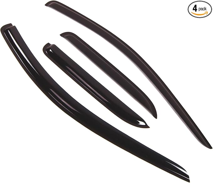 Outside Mount Window Vent Visors Rain Guards Compatible with Dodge Ram 2500 Quad 2003-2009 | Side Window Wind Deflectors Rain Shields | Black Tinted, 4 Pcs Set, BGWV-132