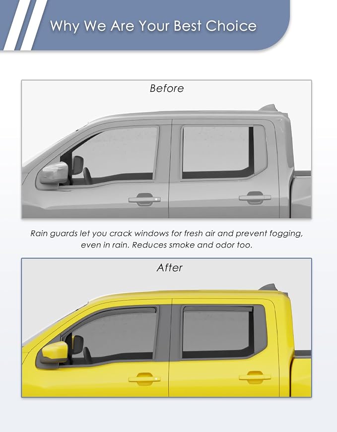 in-Channel Window Rain Guard for Nissan Frontier 2022-2025 2026 Crew Cab Rain Guards Side Truck Window Visors Low Profile Vent Visor Window Deflectors Vent Shades Car Accessories-4pcs