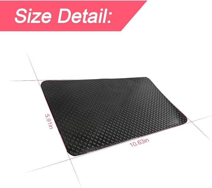 Car Dashboard Anti-Slip Rubber Pad, 10.6"x 5.9" Universal Non-Slip Car Magic Dashboard Sticky Adhesive Mat for Phones Sunglasses Keys Electronic Devices and More Use (Black/Dots)