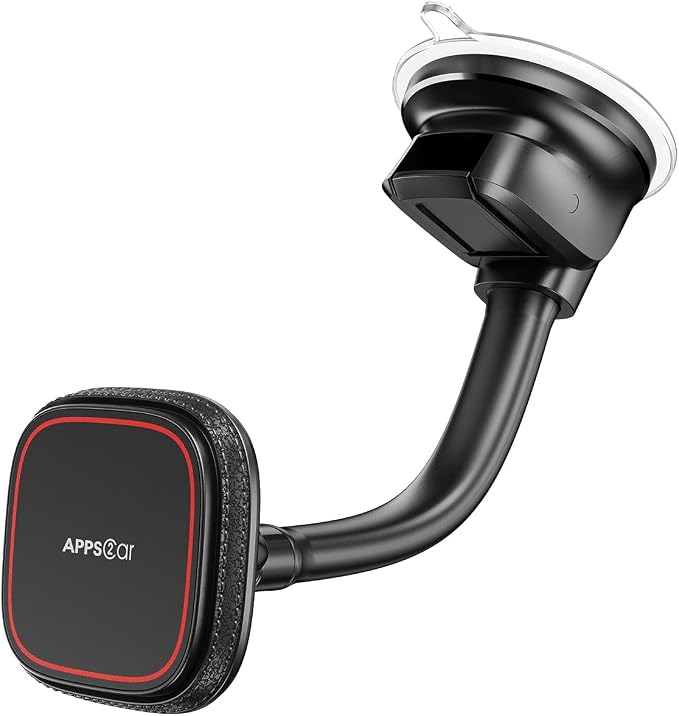 Upgraded for MagSafe Car Mount, Magnetic Car Phone Holder with Flexibile Gooseneck Arm, Suction Cup Holder for Windshield Window Dashboard, Fit for iPhones Smartphones