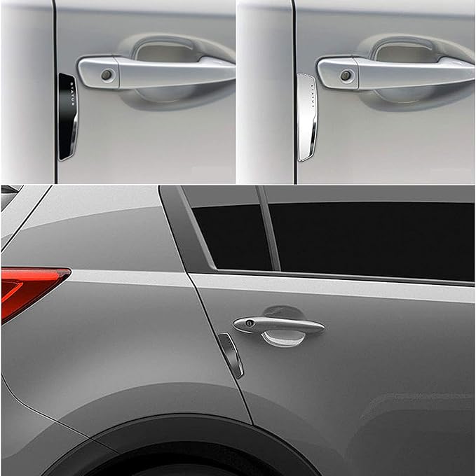 4Pcs High Glossy Slim Door Edge Guards Bumper Protector Trim Guard Sticker Molding for Motors Auto Vehicle (White)