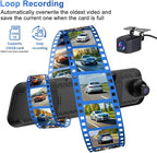 Three Recording Camera: 4K+2K+2K HD Car Dash Cam with Voice Control, Wi-Fi Rearview Camera, WDR Night Vision, G-Type Sensor, 24H Parking Monitoring & ABS