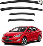 Window Visor for Hyundai Elantra Sedan 2011-2016 (Excludes GT), Out-Channel Rain Guards Shields Vent Deflector Shade Wind Dark Smoke, Tape-On Outside-Mount, 4PCS