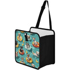 Car Trash Can Organizer Bin with Adjustable Strap for Back Front Seat Console Waterproof Leakproof Collapsible Portable 8.66 Inch Teal Swimming Pool Dogs and Ducks
