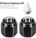Tire Valve Stem Caps Cover for Honda Metal Car Wheel Air caps Auto Valve Stem Caps Accessories 4 Pack Black