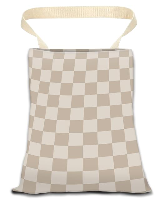 Car Trash Can, Durable Hanging Car Trash Garbage Bag, Cute Automotive Garbage Cans Organizer, Luxury Beige Checkerboard