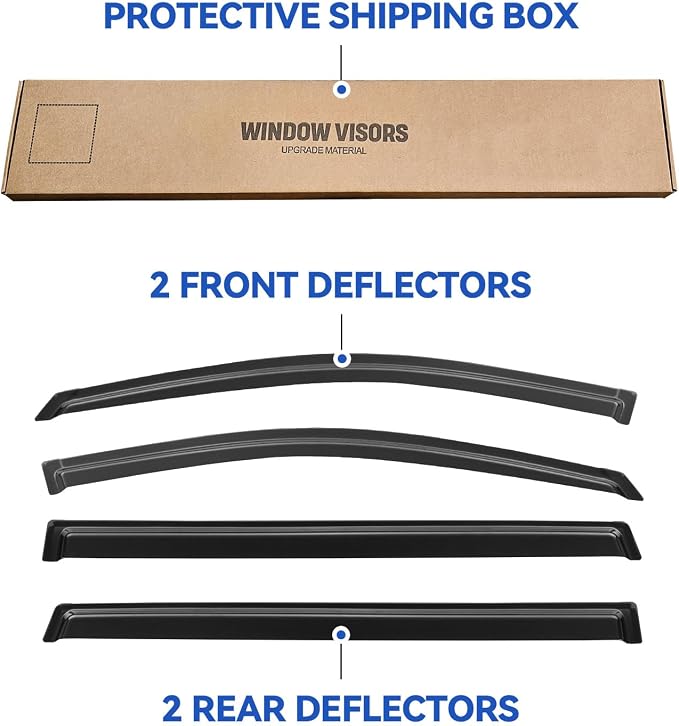 Window Visors Rain Guards Shield for 2004-2010 Toyota Sienna, Out-Channel Window Vent Wind Deflectors Visors Shades for 04 05 06 07 08 09 10 Sienna