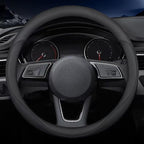 Latest Nappa Leather car Steering Wheel Cover, Stylish Non-Slip Leather car Interior 15 inches Universal（Black）