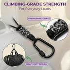 Car Seat Back Hooks 2 Pack - Heavy Duty Rope & Metal Buckle Car Hangers, No Wobble Multi-Purpose Organizer for Grocery Bags, Backpacks, Umbrellas, Trash Bags (Fit Most Vehicles) Black