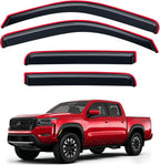 in-Channel Rain Guards for 2022-2026 Nissan Frontier Crew Cab, Window Visor Shields Vent Deflector Shade Wind Dark Smoke 2023 2024 22 23 24 25, Tape-On Outside-Mount, 4PCS