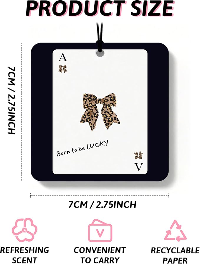 Coquette Leopard Orange Car Air Freshener 4 Pcs, Preppy Cheetah Print Star Lucky 8 Ball Square Hanging Air Freshener for Closet Drawer Books, Girly Y2k Car Accessories Mirror Decor for Women