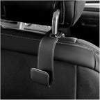 Car Seat Headrest Hook, Microfiber Leather Hanger Holder Hook for Hanging Purse and Bag, Universal Vehicle Back Seat Organizer Hook for Grocery Bag Handbag Coat (Black)