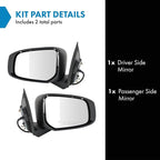 Driver and Passenger Side Mirror Assembly Set Power Smooth Black Foldaway Turn Signal Compatible with 2015 Mitsubishi Mirage, 2017-2022 Mitsubishi Mirage, 2017-2022 G4