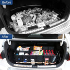 Trunk Storage Organizer with Lid, 35cm Small 36L Collapsible Car Trunk Organizer,Small Car Organizer Aluminium Handle, Car Accessories for Sedan Auto SUV Truck Minivan Road Emergency Black