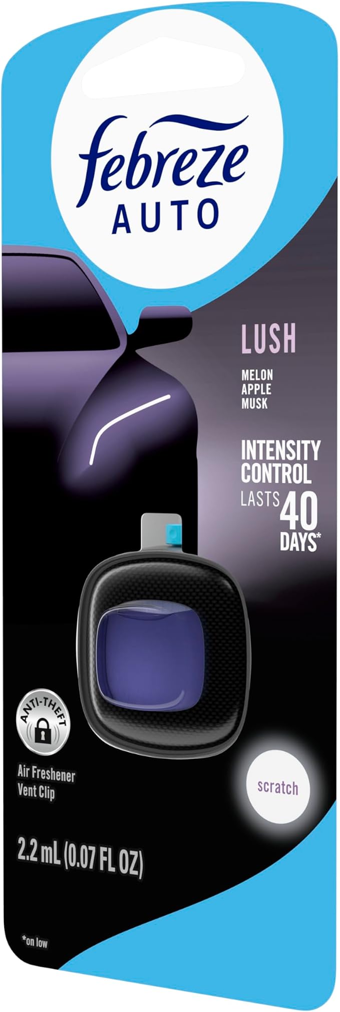 AUTO Air Freshener, Odor-Fighting Automotive Vent Clip, Lush Scent, 8 Count