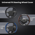 Hiseanllo Carbon Fiber Steering Wheel Cover 3PCS Set – Anti-Slip, Scratch-Resistant, Universal Fit for 14–16 Inch Wheels – Interior Car Accessories for Cars, SUVs, Trucks (Red)