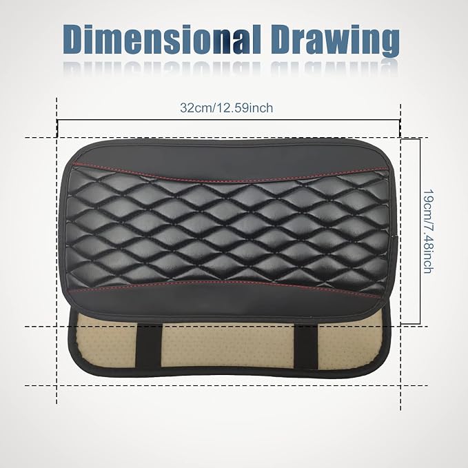 Car Center Console Cover, Universal Leather Waterproof Armrest Seat Box Cover Protector, Comfortable Car Decor Accessories Fit for Most Cars, Vehicles, SUVs-Black