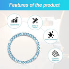 Bling Car Engine Start Ring Decals, 2PCS Crystal Rhinestone Vehicle Push Start Button Cover Sticker, Key Ignition Knob Ring, Sparkling Automotive Interior Accessories (Light Blue)