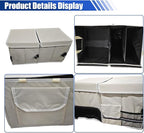 Car Trunk Organizer, Collapsible Multi Compartment Car Storage Box with Lid & Reinforced Handles, Adjustable Waterproof Storage Organizer Accessories for SUVs Cars Trucks (Beige)