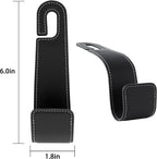 Leather Car headrest Hook for Purses and Bags (Black, 2pcs) | Leather wrap hook with Larger strap holder, friendly to your leather purse. Strong load up to 44lbs.