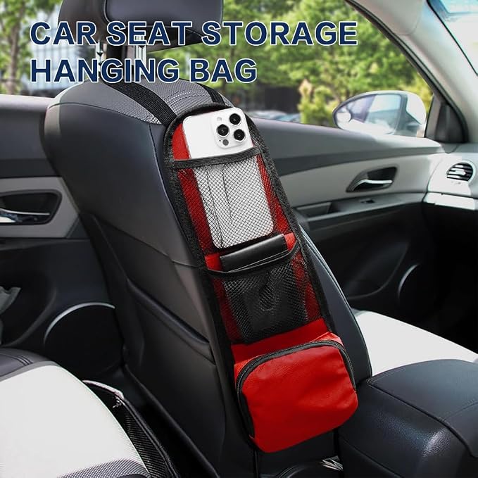2PS Car Seat Side Organizer, Auto Seat Storage Hanging Bag, Multifunctional Vehicle Mesh Pocket Hold, Car Accessories Car Organizer Can Hold Phone, Wallet, Glasses for Most Cars