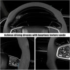 Mandark Car Steering Wheel Cover, Suede Sport Vehicle Steer Wheel Protector Fitting 15 Inch, Non-Slip Comfortable Automotive Interior Decoration Accessories, Universal for Most Cars (Black)