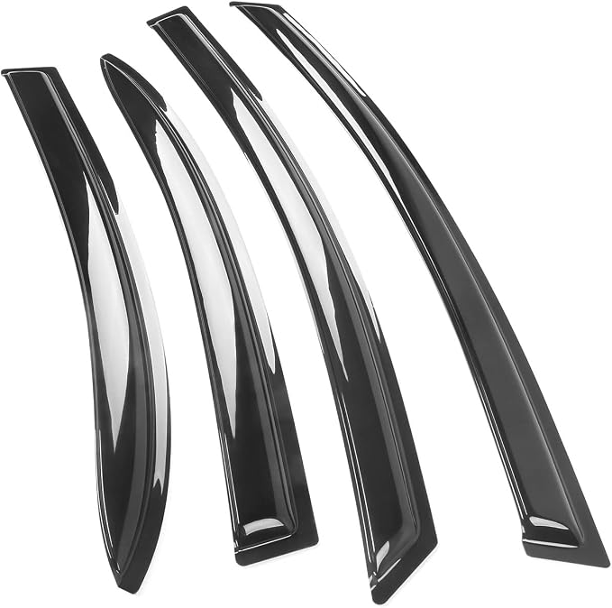 Fit 2006-2011 Honda Civic Sedan Only Tape on Slim Style Window Visor |, Acrylic, Smoke Tinted, Sun Rain Wind Guards Shield Vent, Wind Deflector, 2007 2008 2009 2010, Self-Adhesive