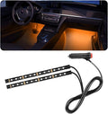 Car LED Strip Light, 24 LED RGB Auto Under Dash Interior Atmosphere Lights, USB Vehicle Decorative Lamp Ambient Night Light Strip, Lighting Kit Car Accessories (Orange, Cigarette Lighter)